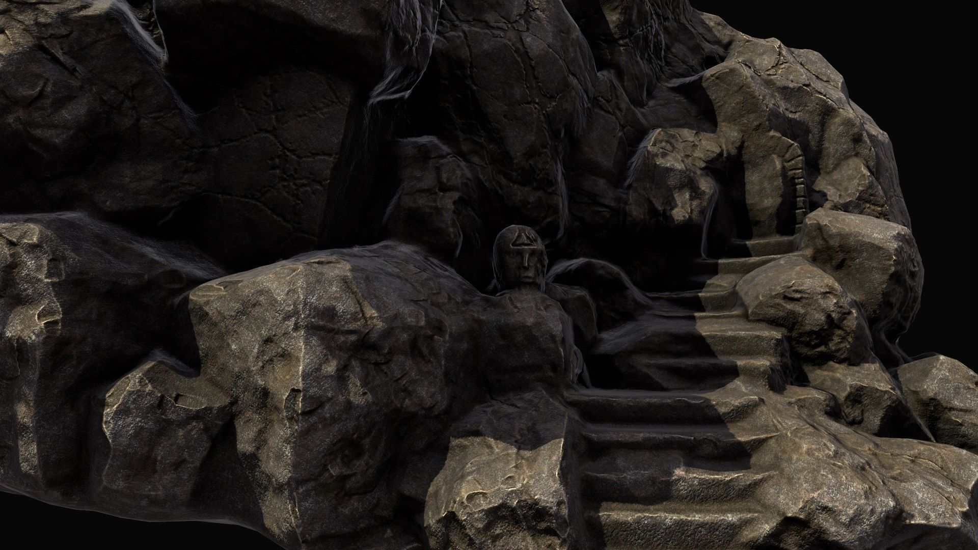 mountain temple Low-poly 3D model_6