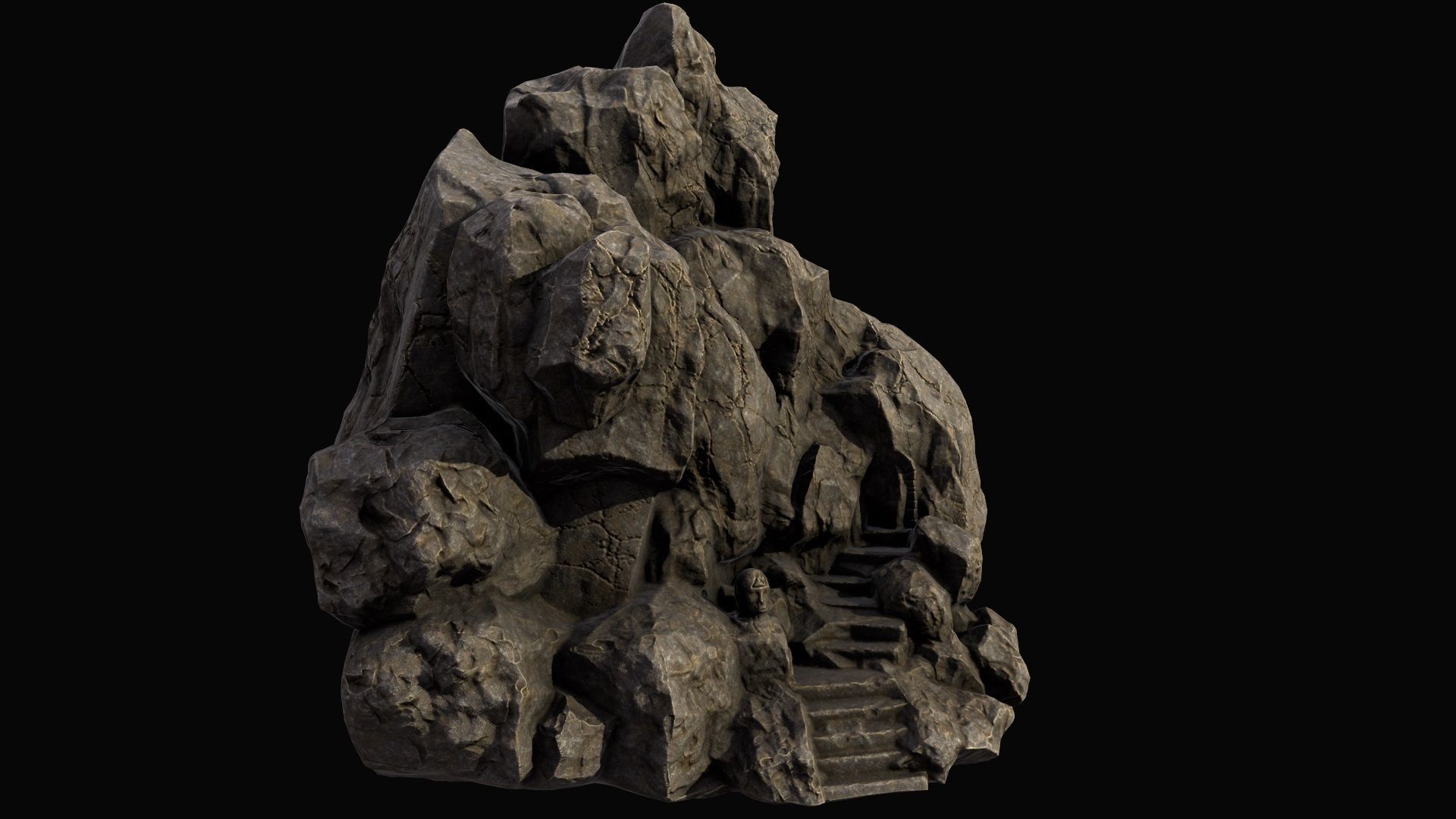 mountain temple Low-poly 3D model_1