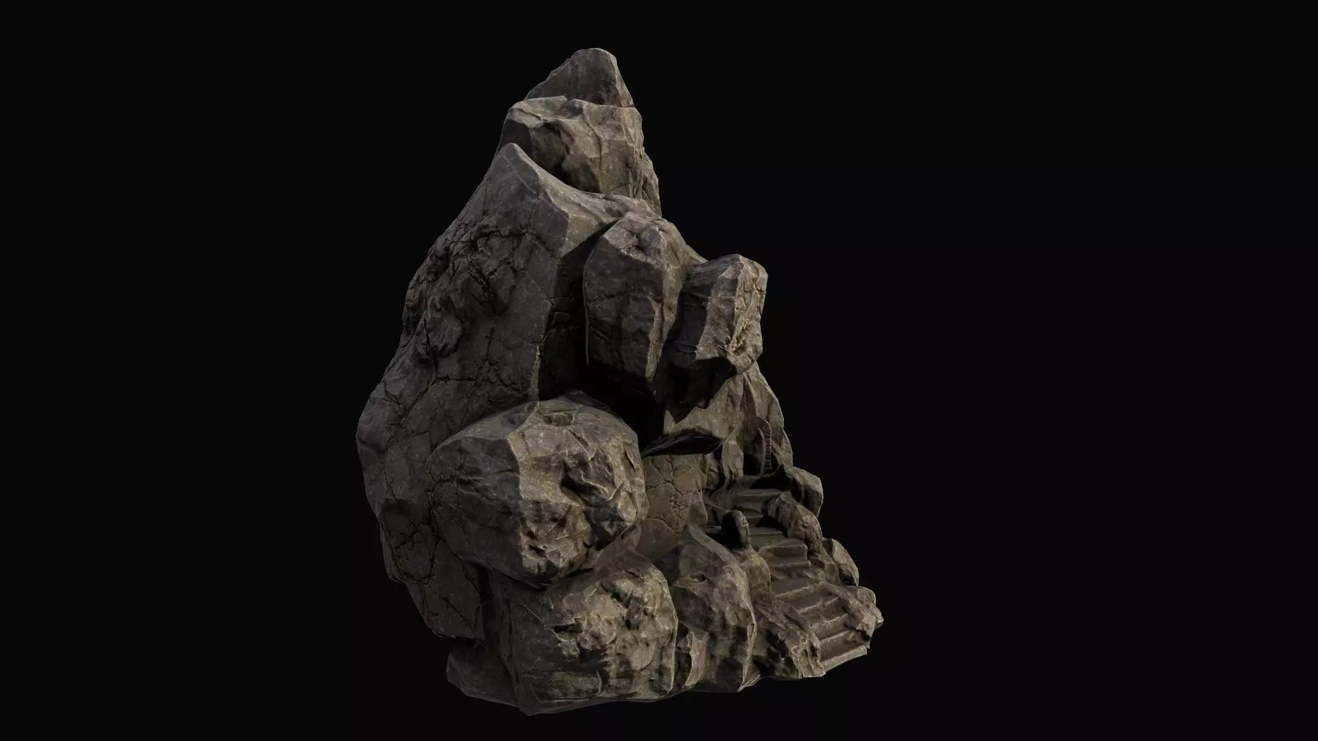 mountain temple Low-poly 3D model_0