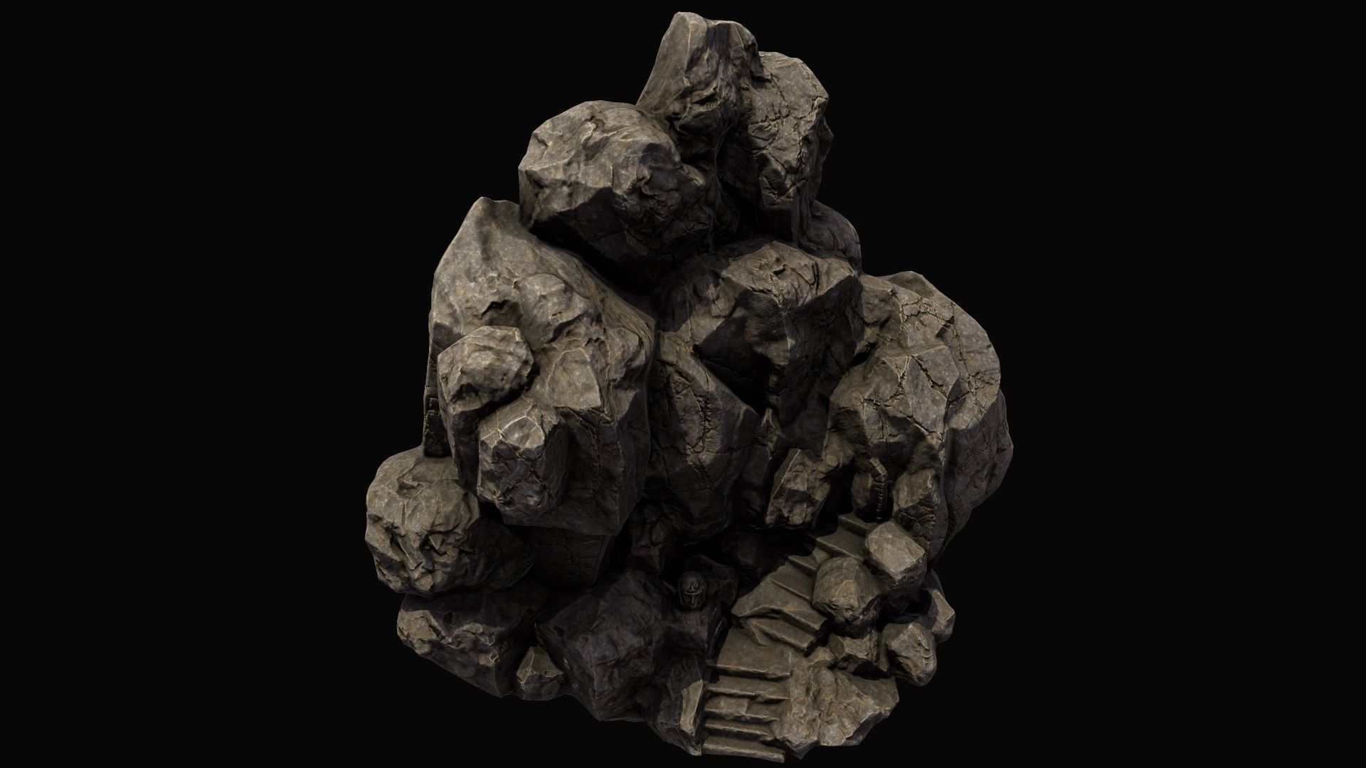 mountain temple Low-poly 3D model_9