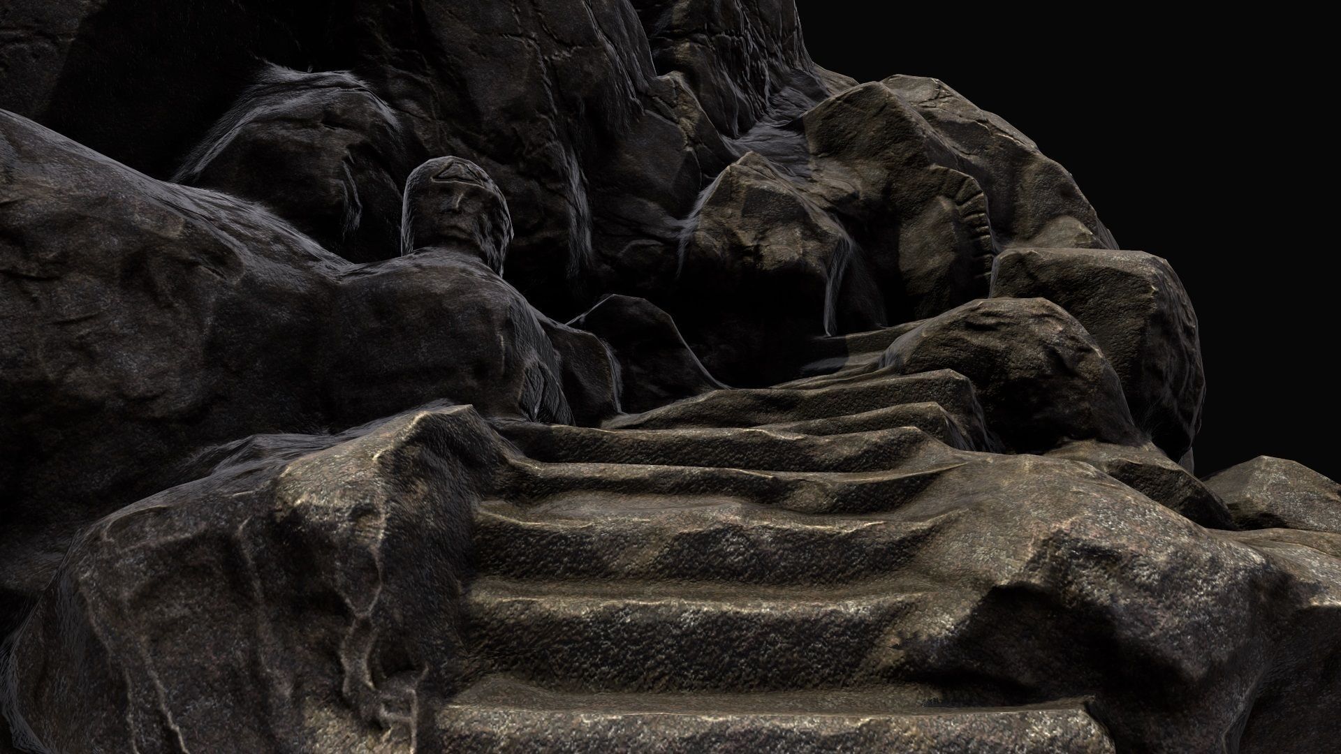 mountain temple Low-poly 3D model_13