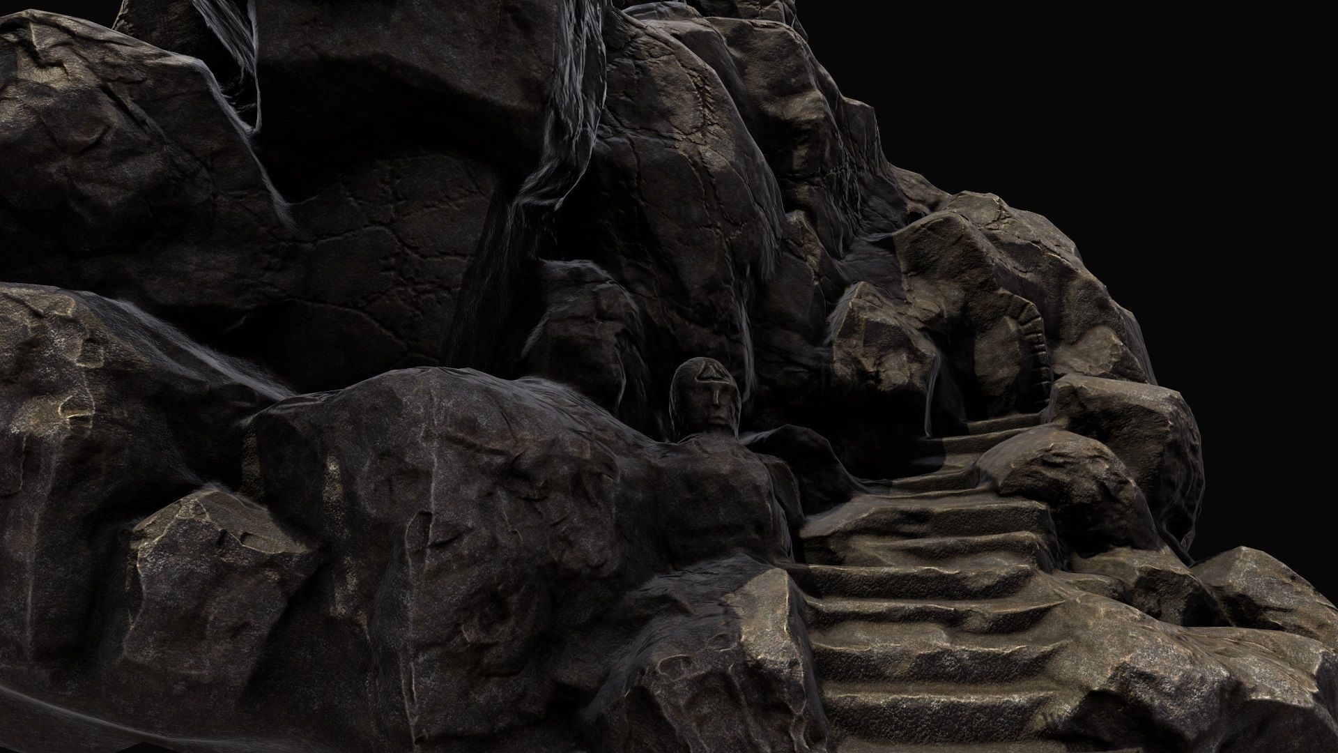 mountain temple Low-poly 3D model_3