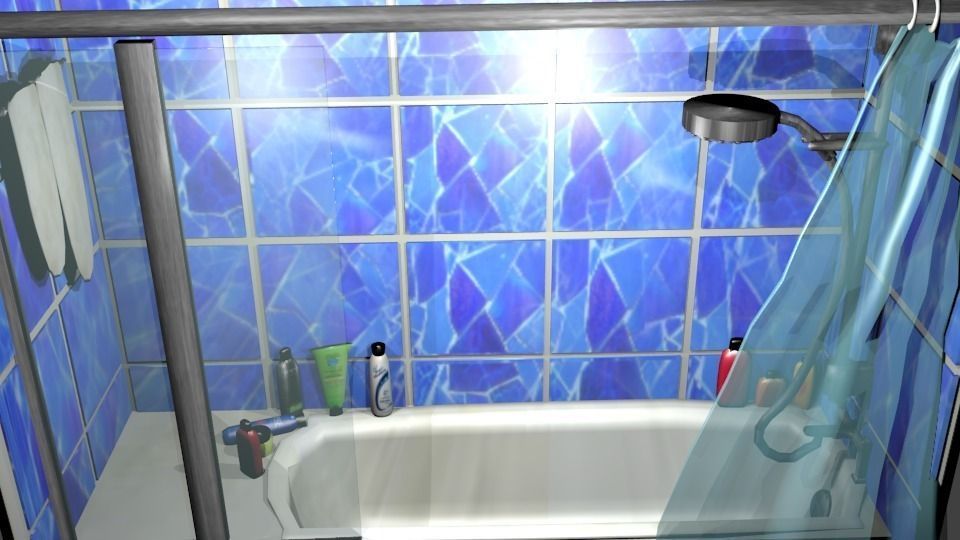 Bath and Shower Low-poly 3D model_0