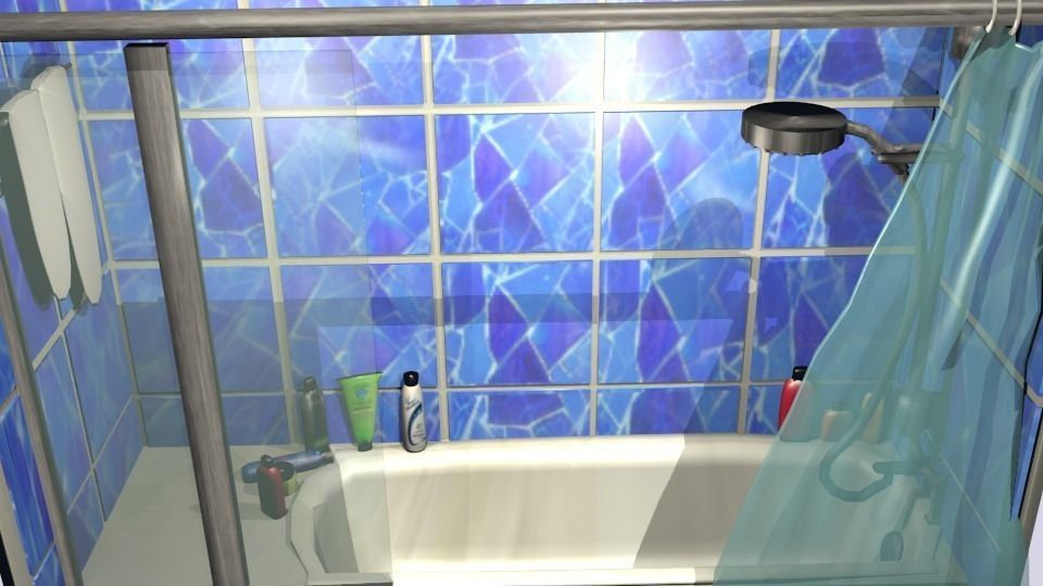Bath and Shower Low-poly 3D model_3