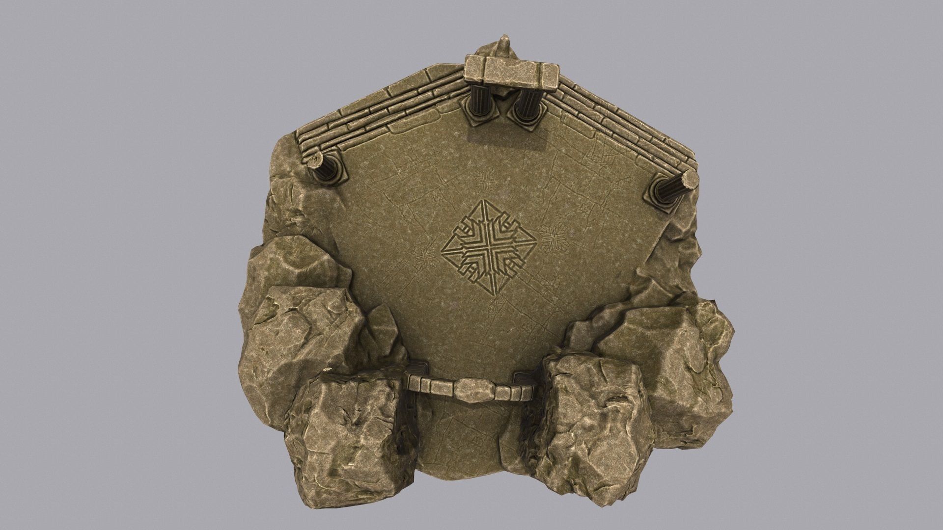 Temples stone structure with steps and pillars Low-poly 3D model_6