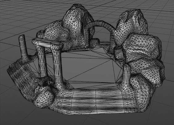 Temples stone structure with steps and pillars Low-poly 3D model_7