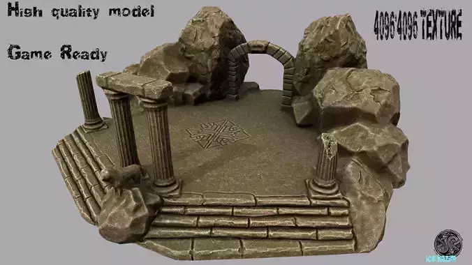 Temples stone structure with steps and pillars