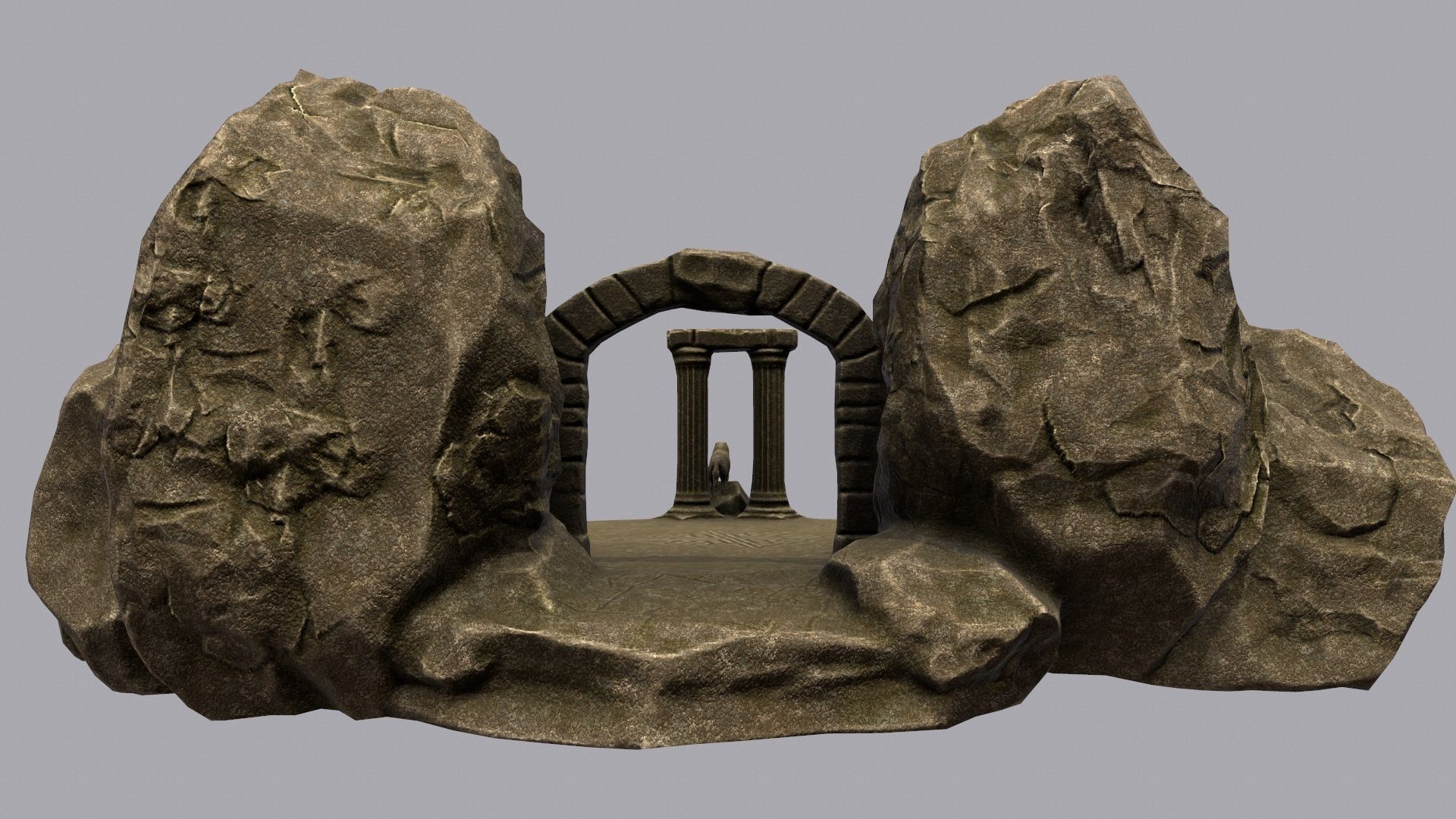 Temples stone structure with steps and pillars Low-poly 3D model_5