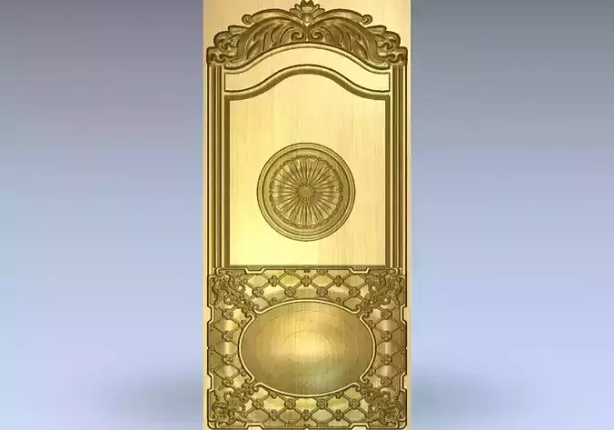 3d model gold door with ornate design