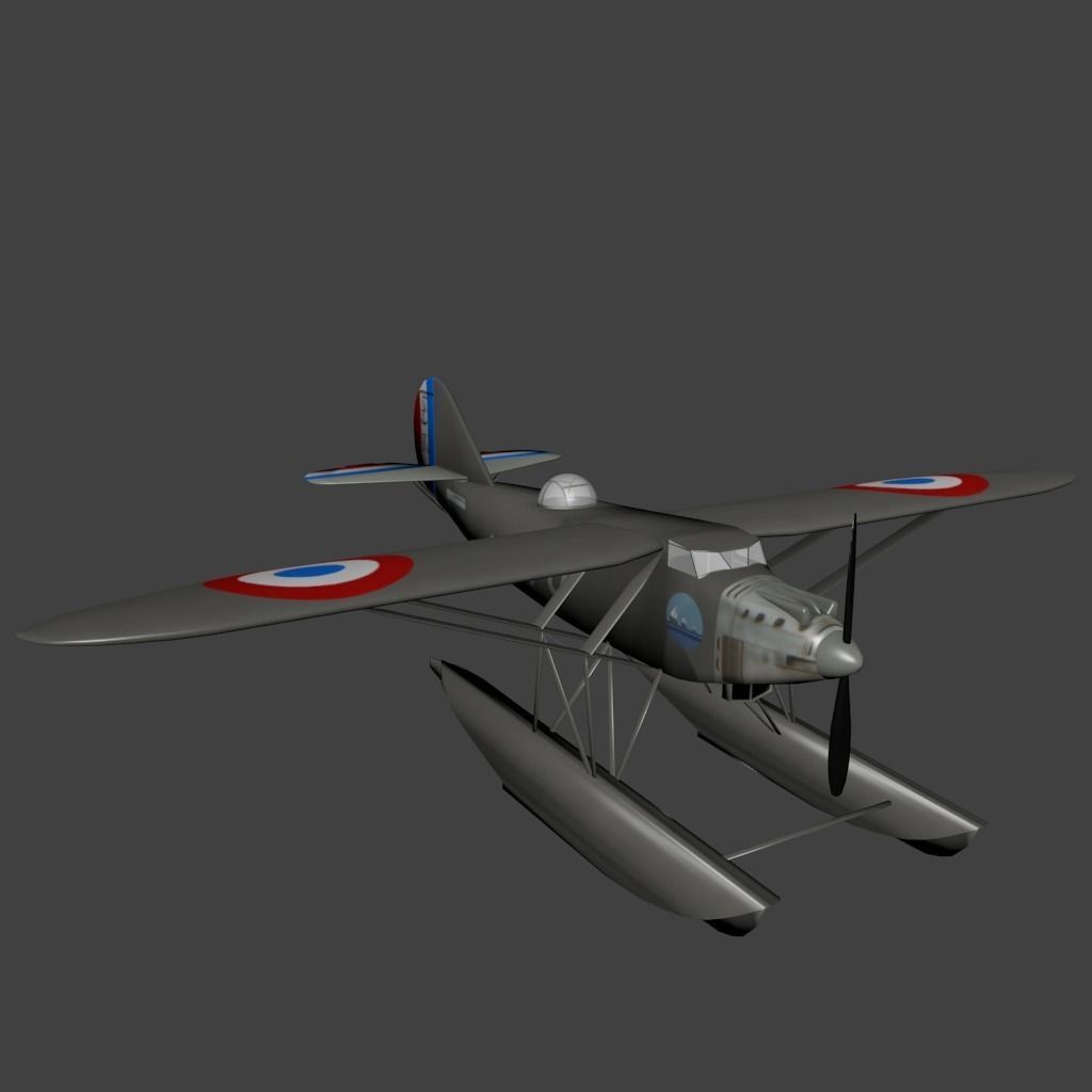 Latecoere 29 Floats and Wheels versions Low-poly 3D model