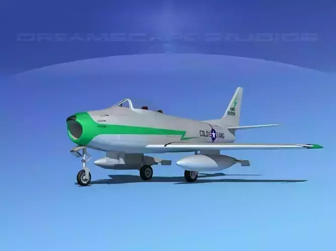 North American F-86 Sabre Jet V23 Col ANG 3D model