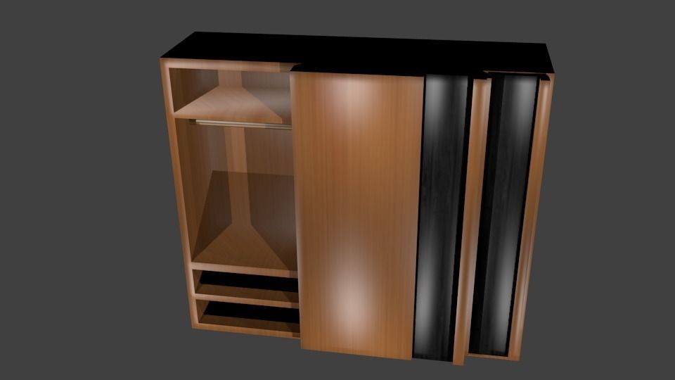 Wardrobe Italian design Low-poly 3D model_0