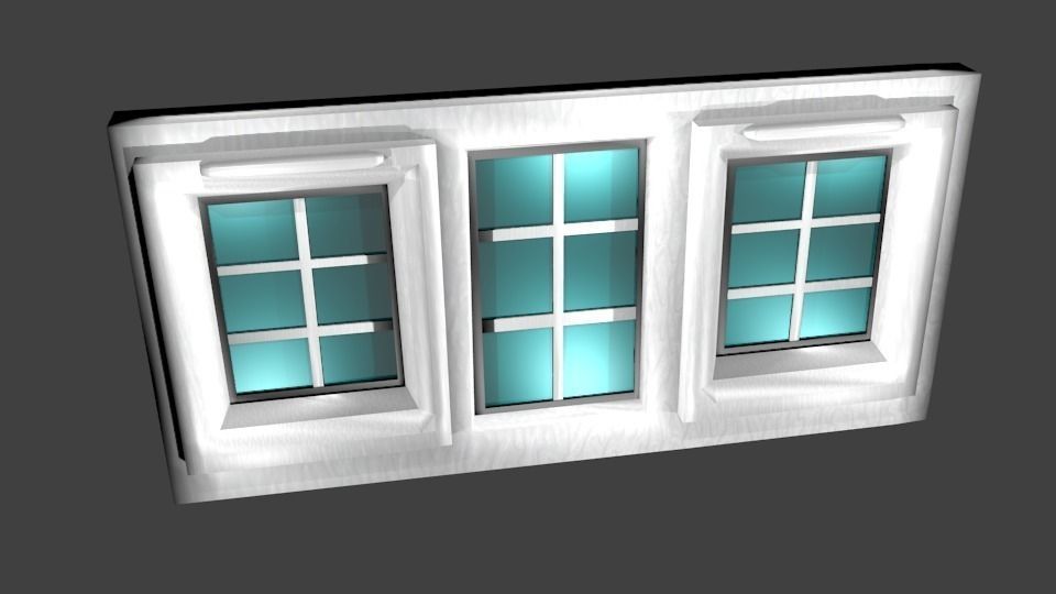 Modern white window Low-poly 3D model_1