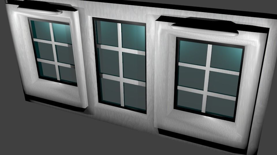 Modern white window Low-poly 3D model_2