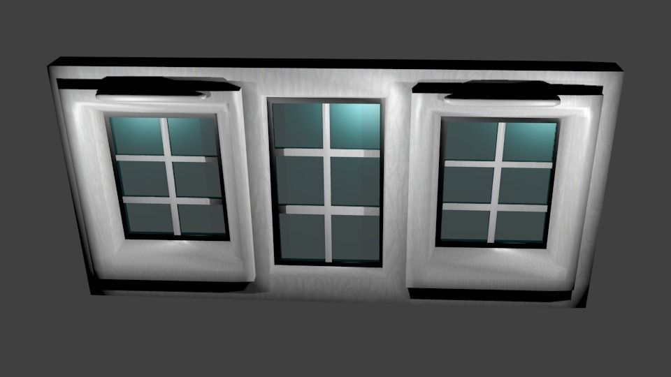 Modern white window Low-poly 3D model_0