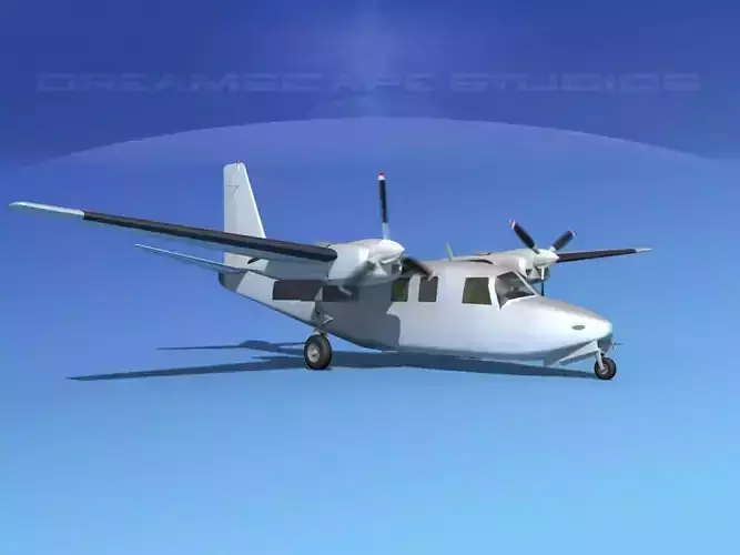 Aero Commander 500 Bare Metal 3D model