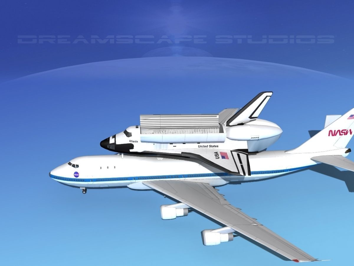 STS Shuttle Atlantis Transport MP 2-2 747  3D model_9
