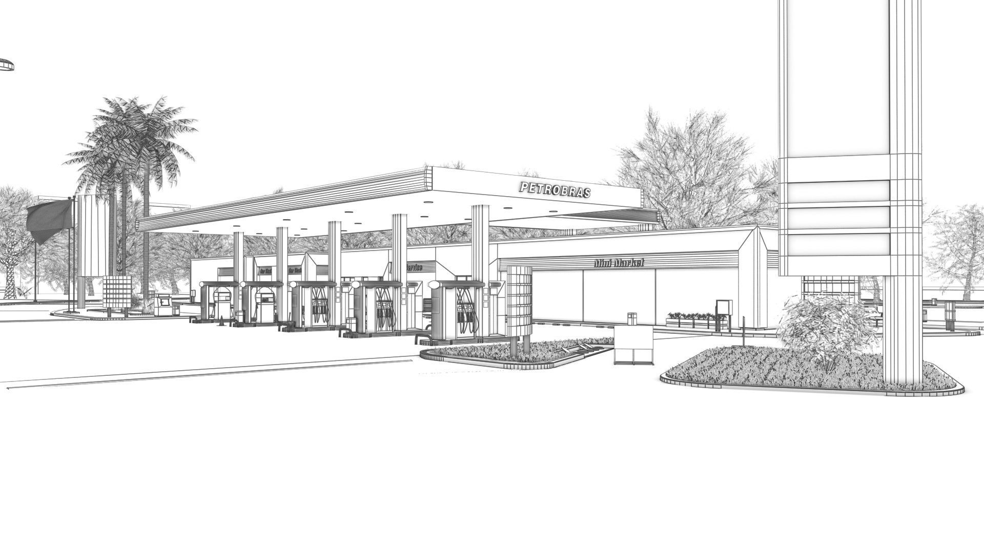 Gas Station - Petrobras 3D model_6