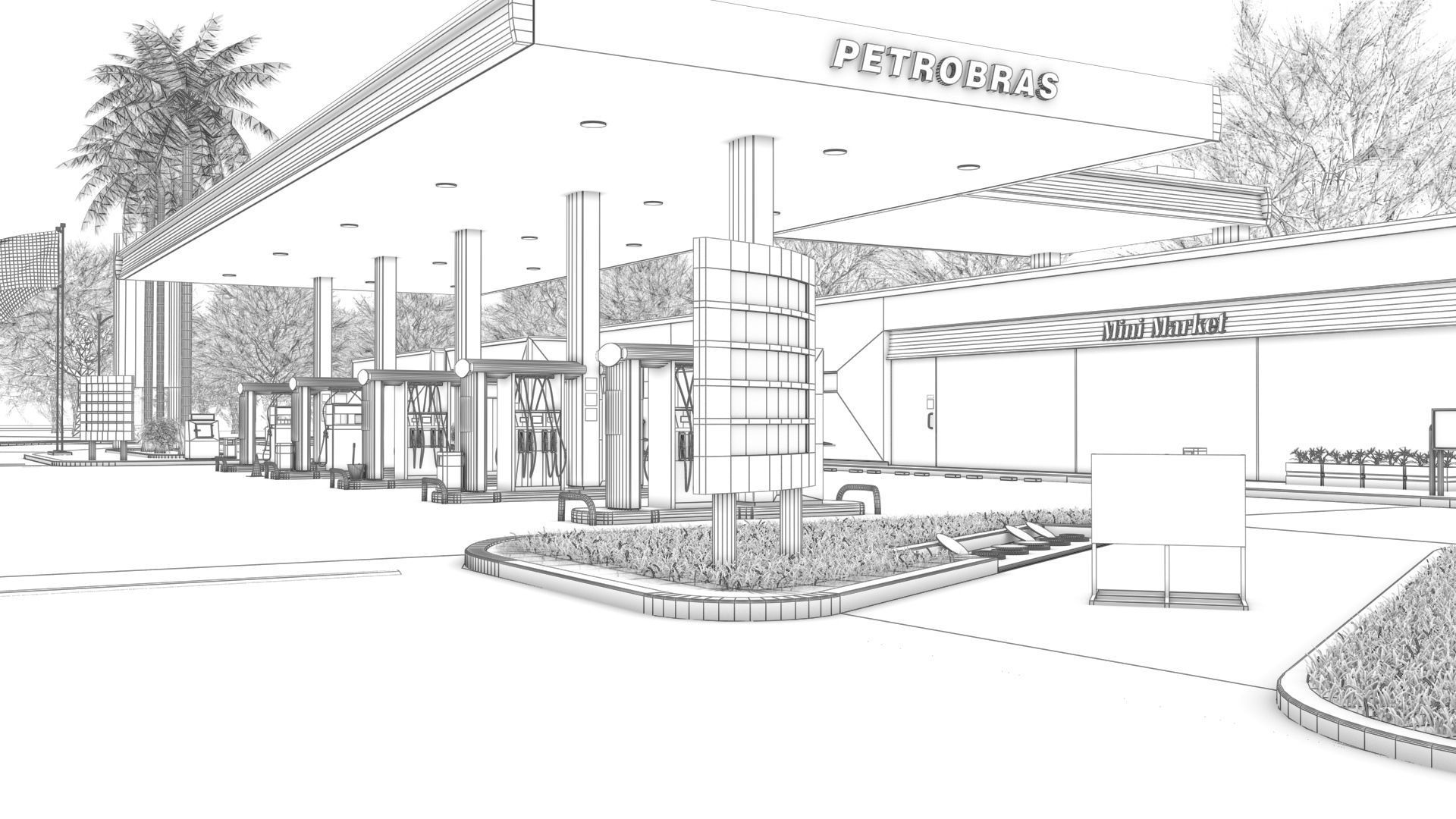 Gas Station - Petrobras 3D model_3