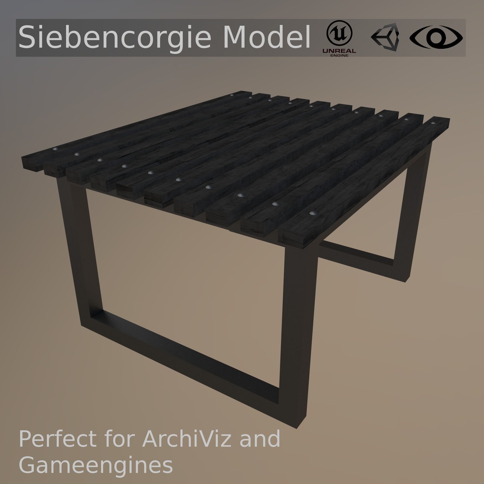 Quad Stool Low-poly 3D model_0