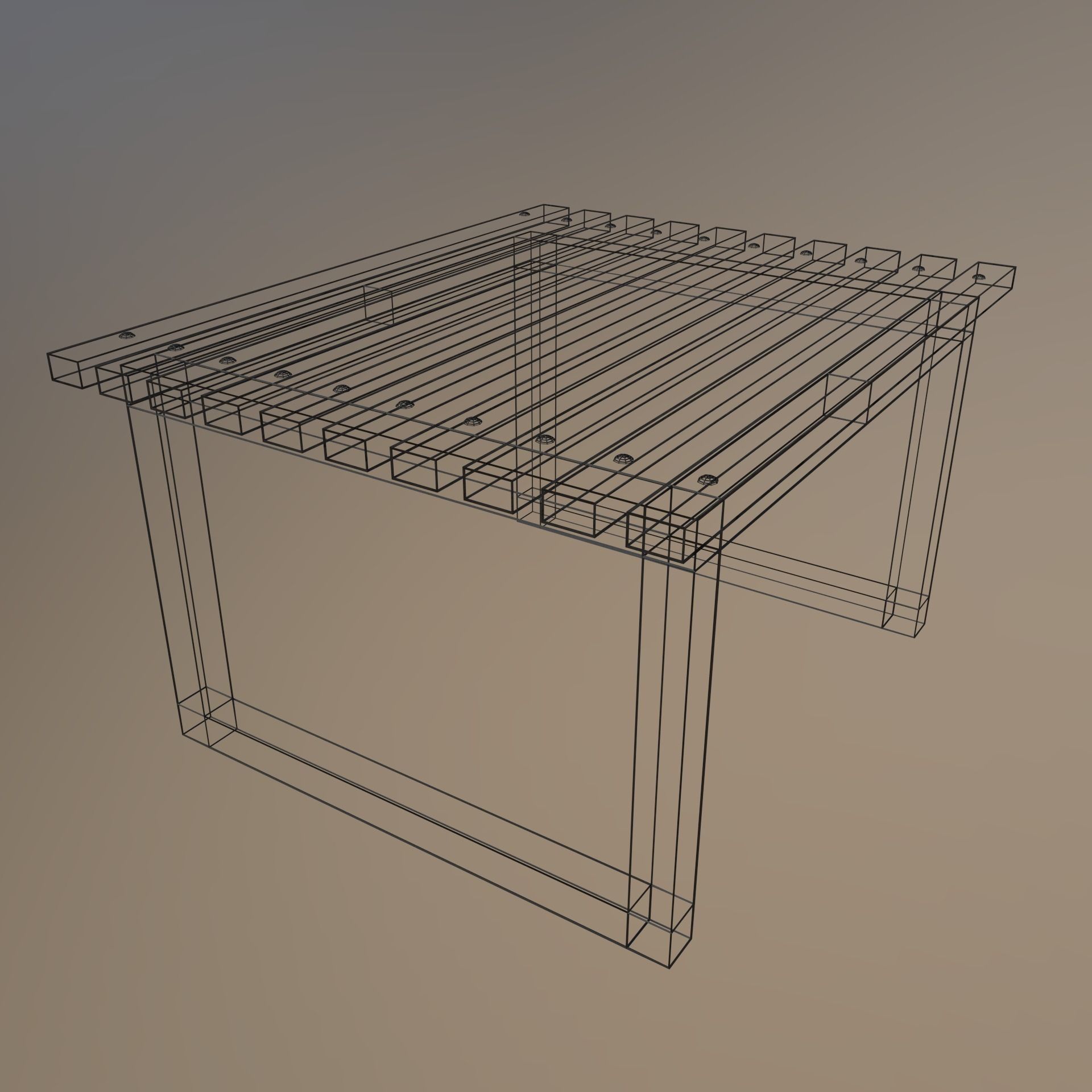 Quad Stool Low-poly 3D model_1