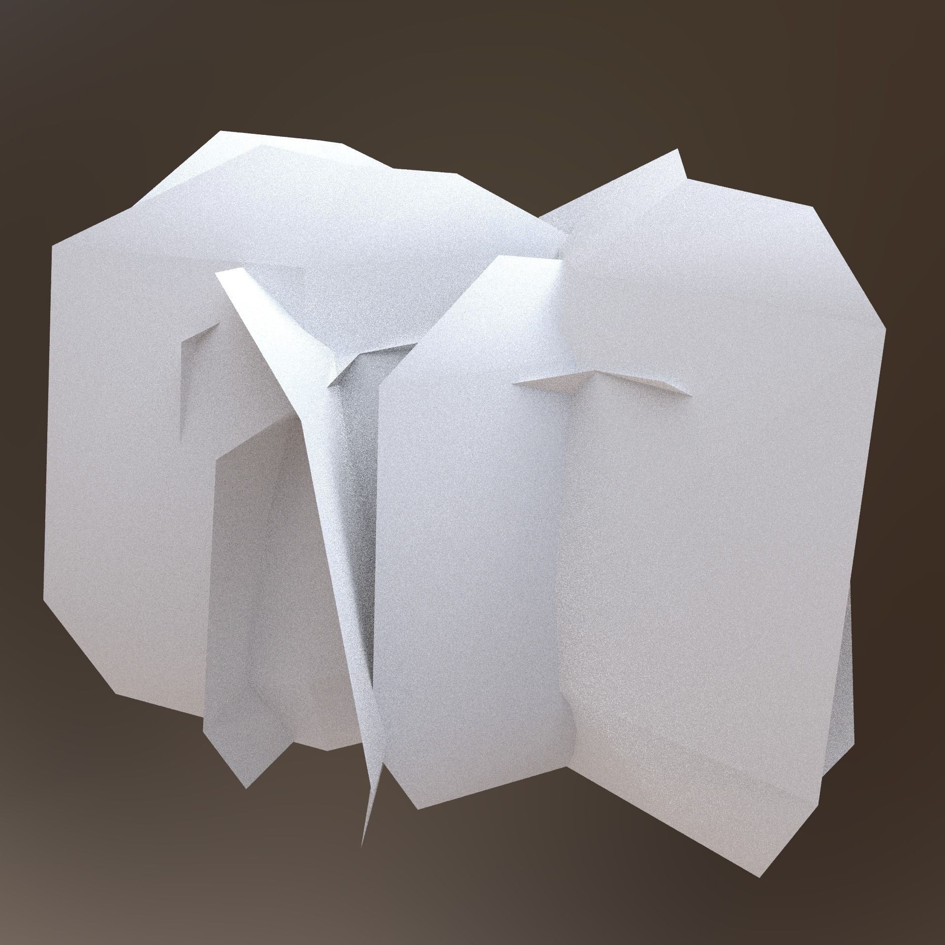Game-ready Gras three folded pieces of paper Low-poly 3D model_1