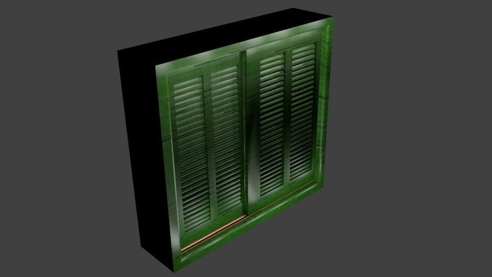 Wardrobe Green Low-poly 3D model_0