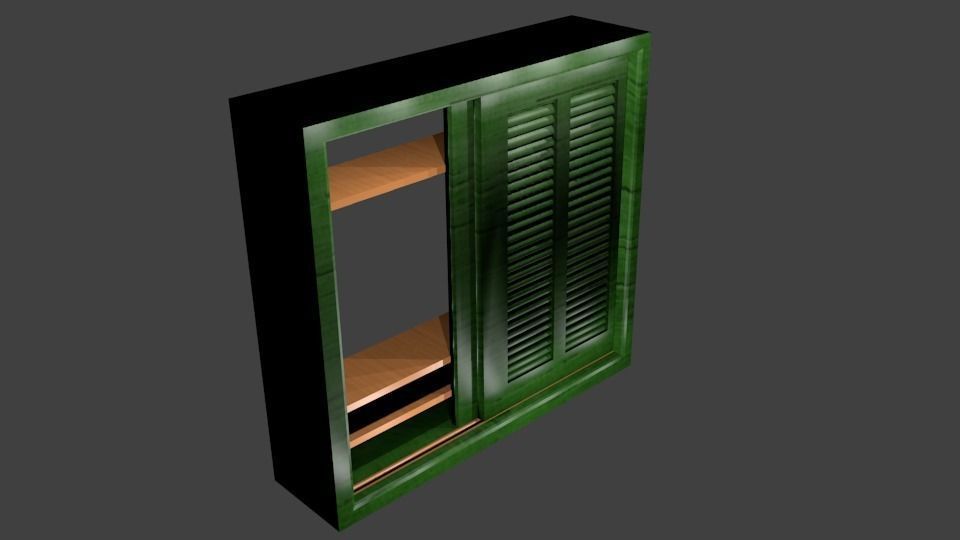 Wardrobe Green Low-poly 3D model_1