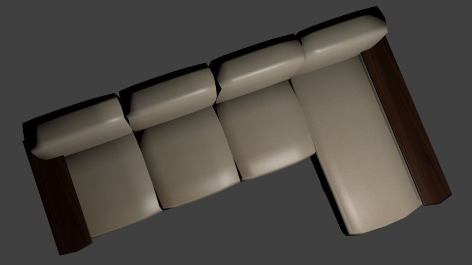 Leather couch sofa white Low-poly 3D model_2
