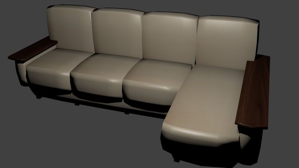 Leather couch sofa white Low-poly 3D model_0