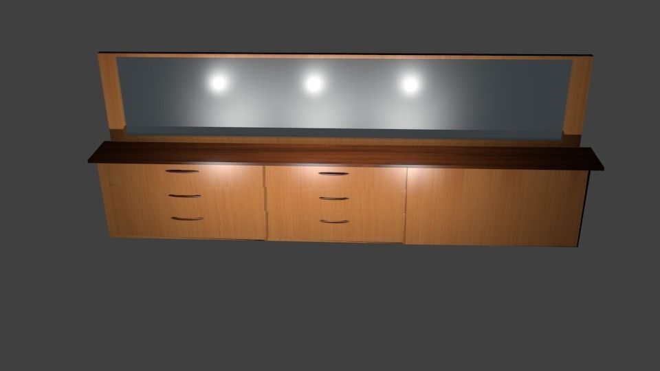 Modern drawers cabinets and shoe-rack with mirror Low-poly 3D model_1