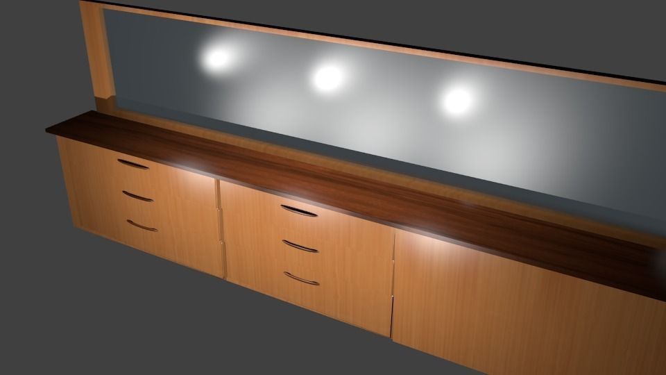Modern drawers cabinets and shoe-rack with mirror Low-poly 3D model_2