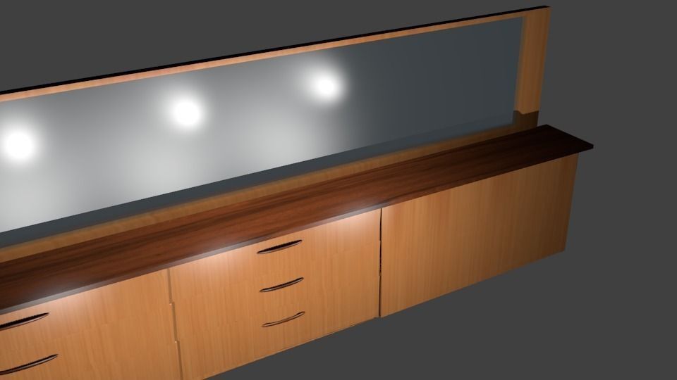 Modern drawers cabinets and shoe-rack with mirror Low-poly 3D model_0