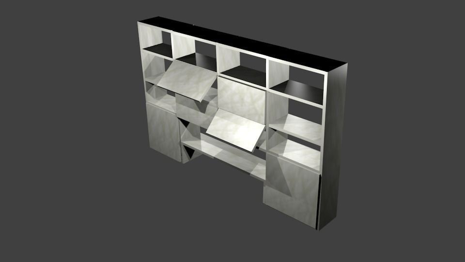 Book Shelves Low-poly 3D model_1