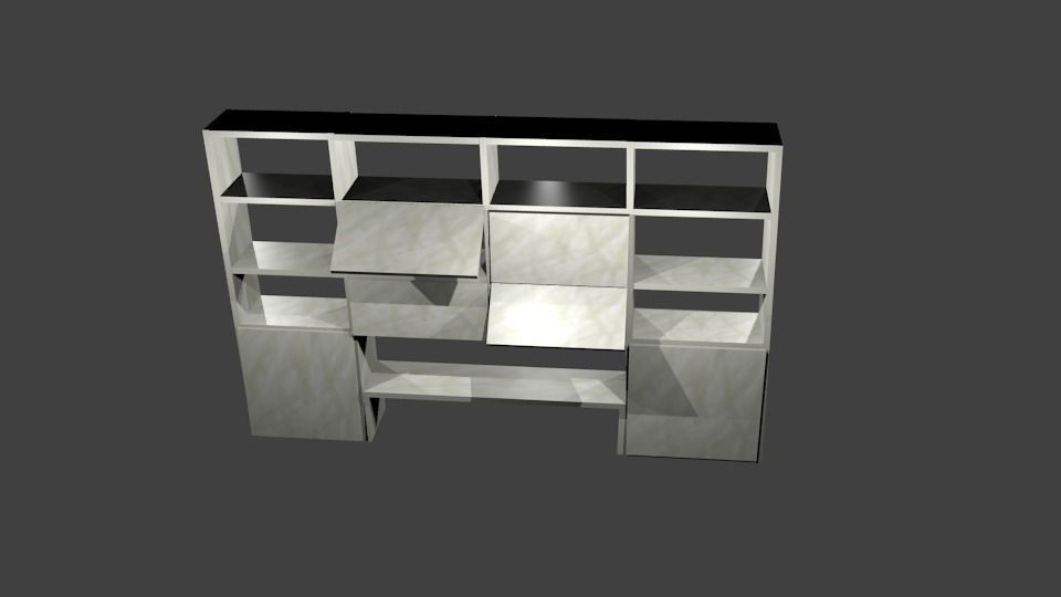 Book Shelves Low-poly 3D model_2
