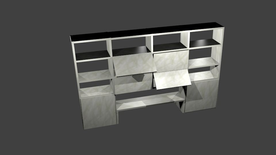 Book Shelves Low-poly 3D model_0