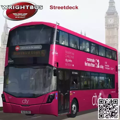 Wrightbus Streetdeck Oxford sity pink livery bus Low-poly 3D model