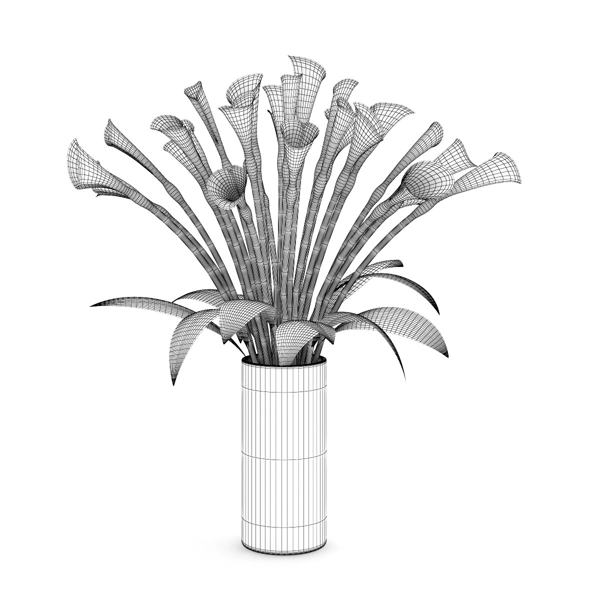 Lilies in Vase 3D model_1