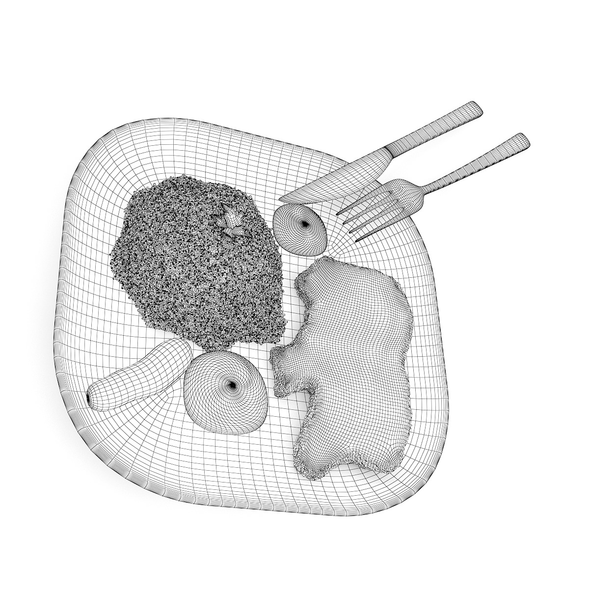 Steak with Rice 3D model_1