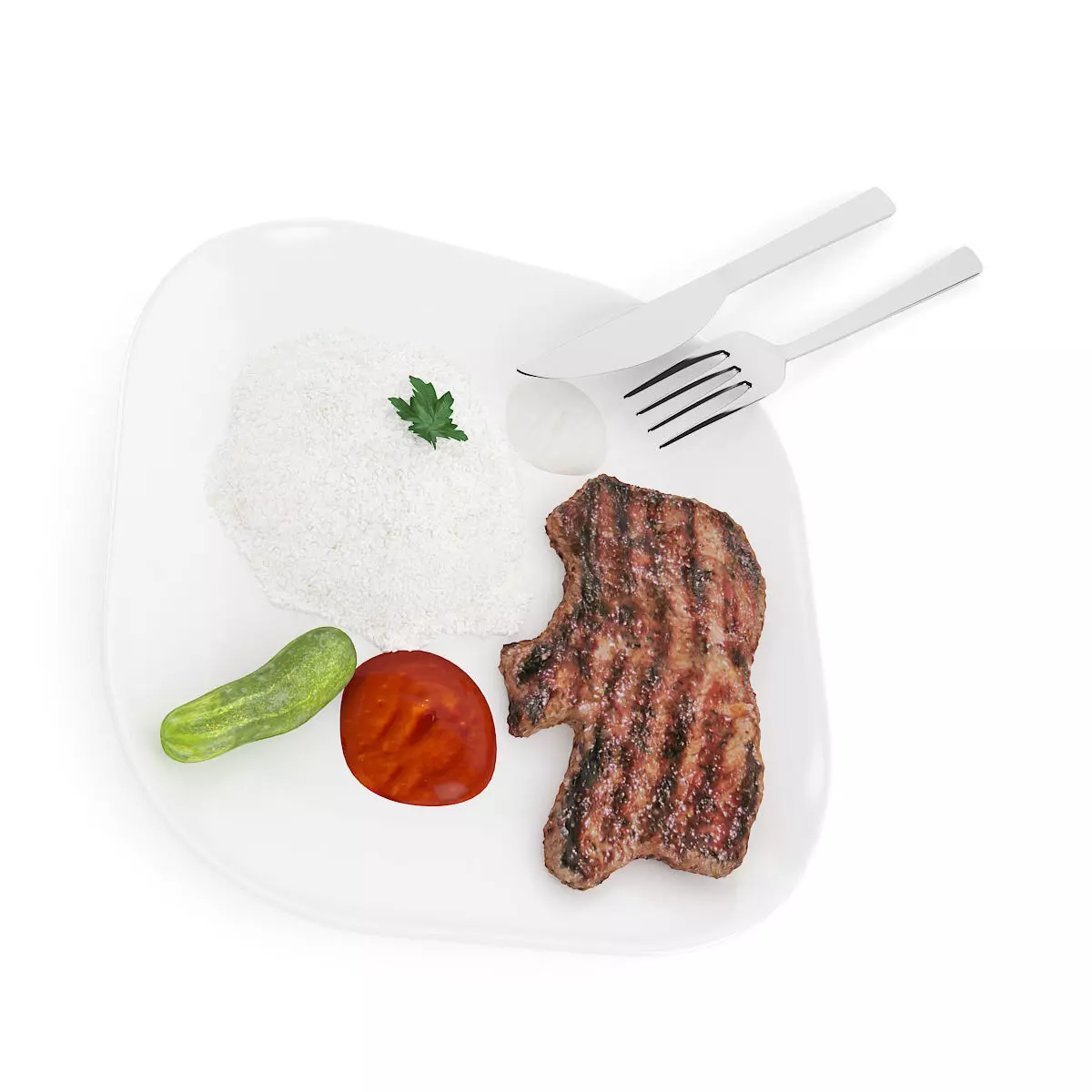 Steak with Rice 3D model_0