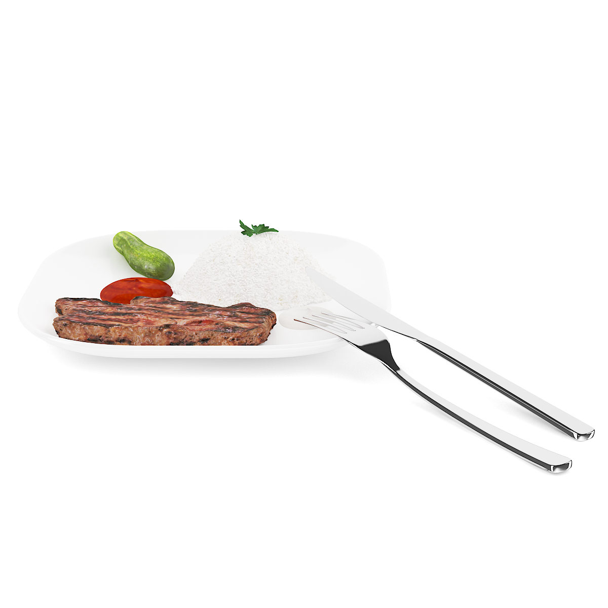 Steak with Rice 3D model_3