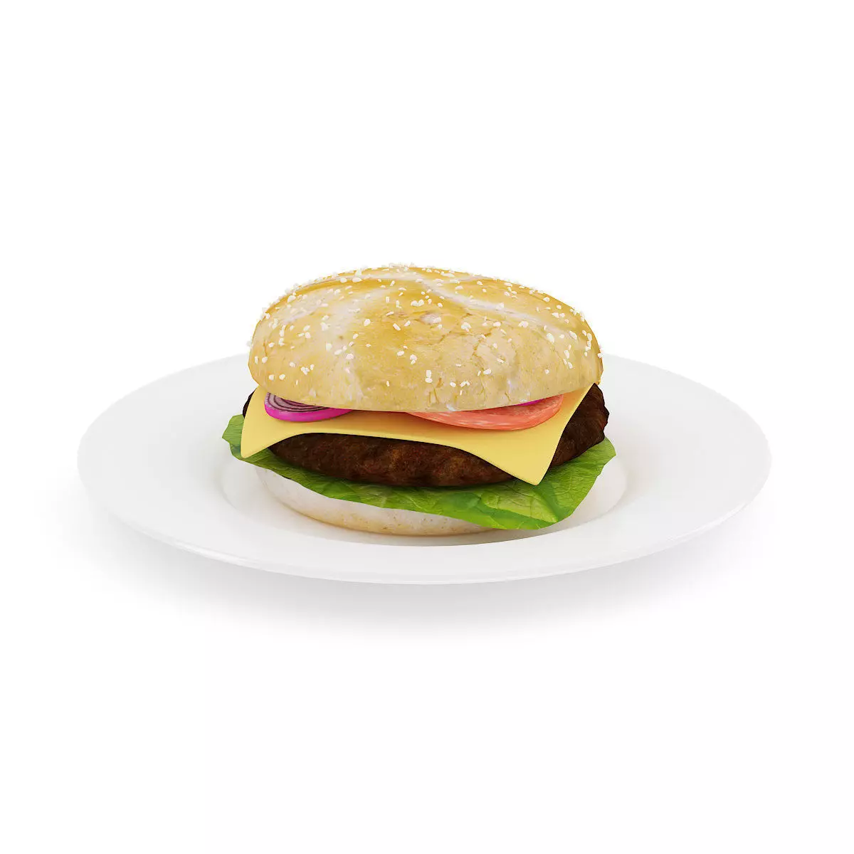 Burger on Plate 3D model_0
