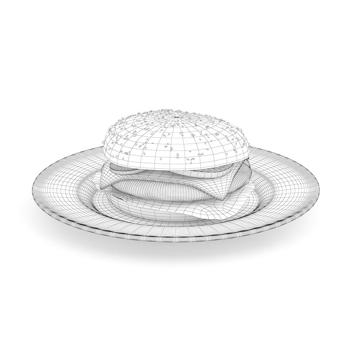 Burger on Plate 3D model_3