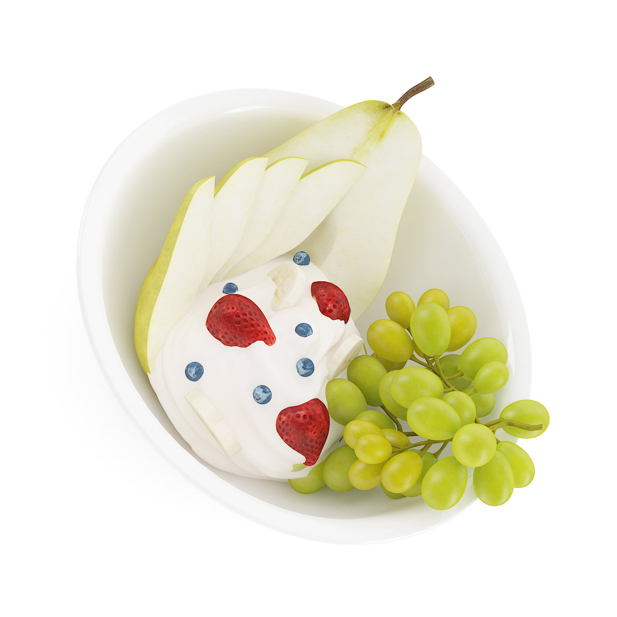 Fruits with Yoghurt 3D model_2
