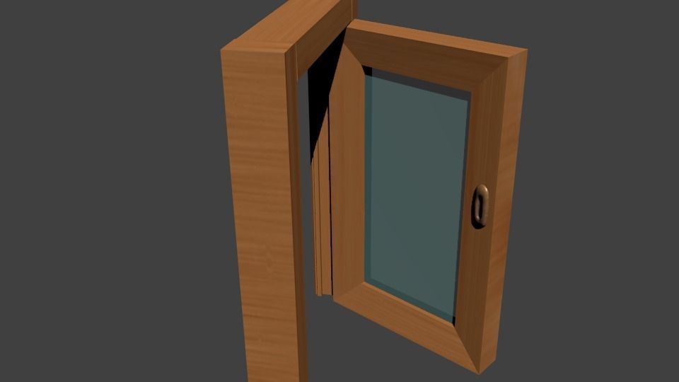 Modern wood door Low-poly 3D model_3