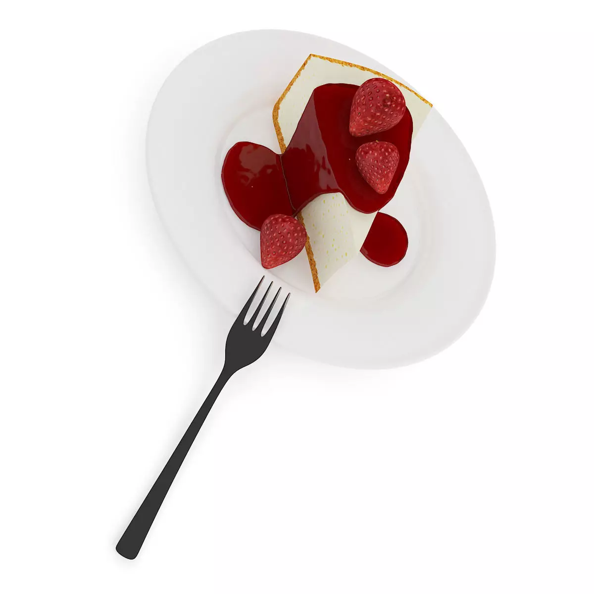 Cheesecake with Strawberry Sauce 3D model_0