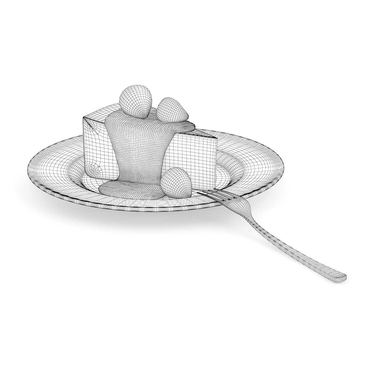 Cheesecake with Strawberry Sauce 3D model_3