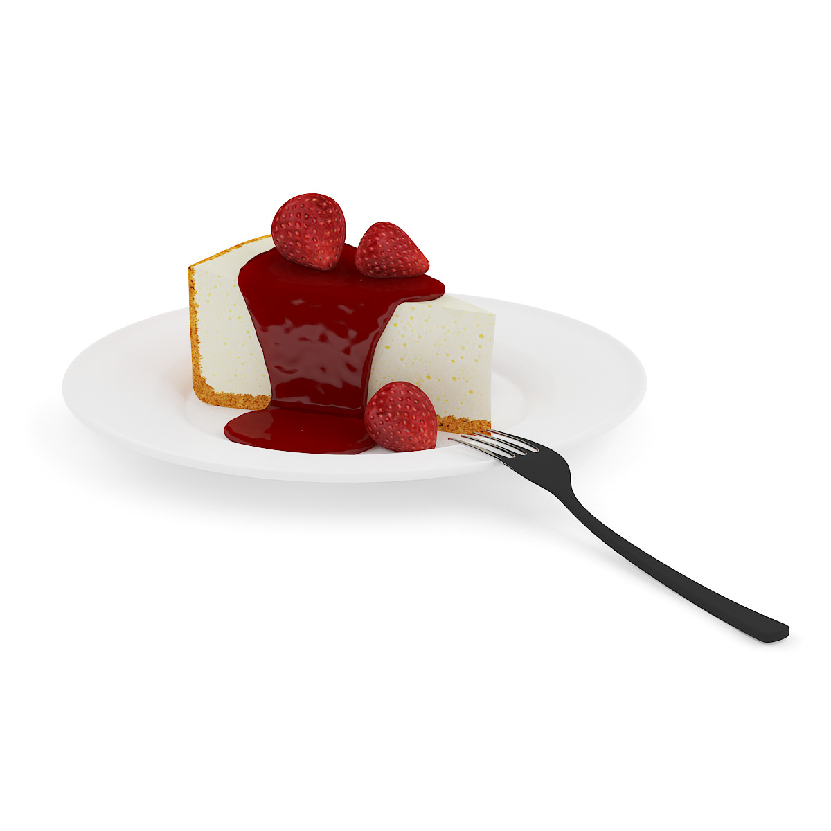 Cheesecake with Strawberry Sauce 3D model_2