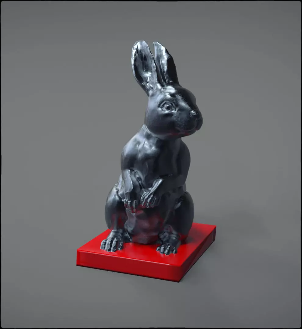 Rabbit on box 3D model_0
