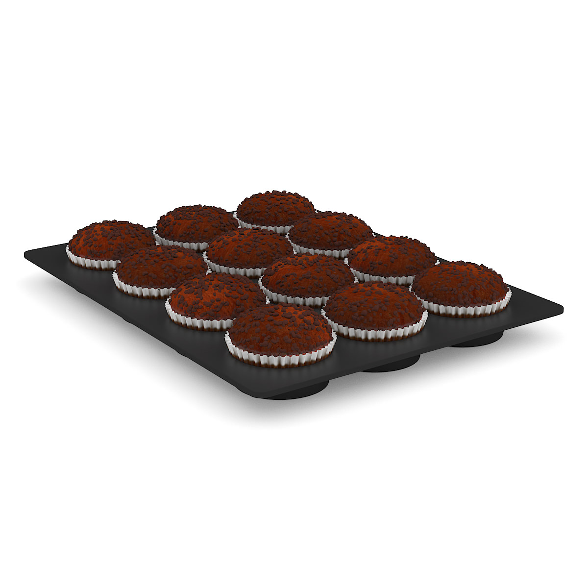 Muffins on Baking Plate 3D model_2